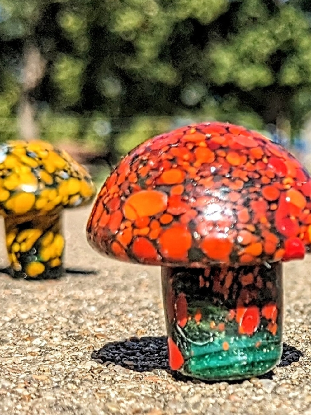 Possible Handblown Glass Mushrooms/ Gemstone Not Sure